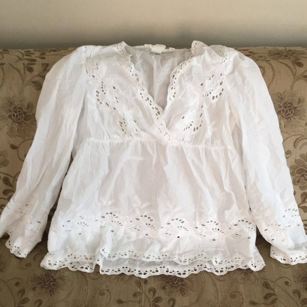 H & M White Lacey Blouse Coverup - Picture 9 of 12